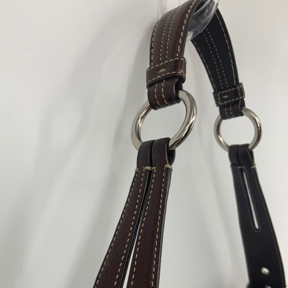 Vintage Y2K Coach Soho Signature Buckle Shoulder Bag Brown Suede Jacquard 2000s - Picture 8 of 16
